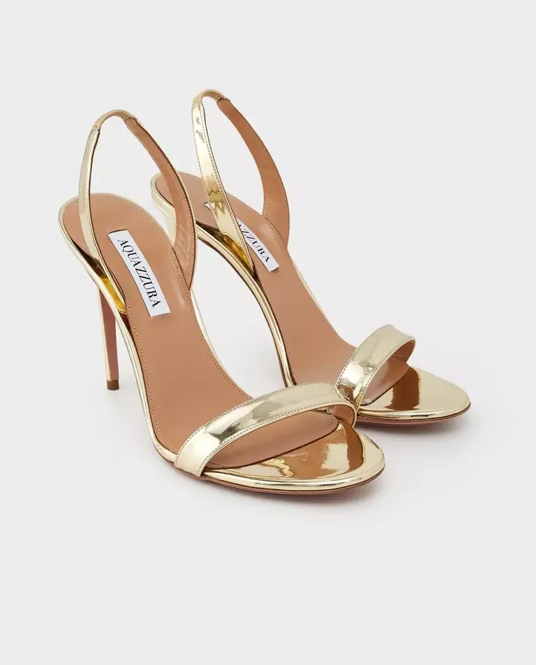 Aquazzura So Nude 105 – Złote Sandały na Szpilce | Luksusowe
