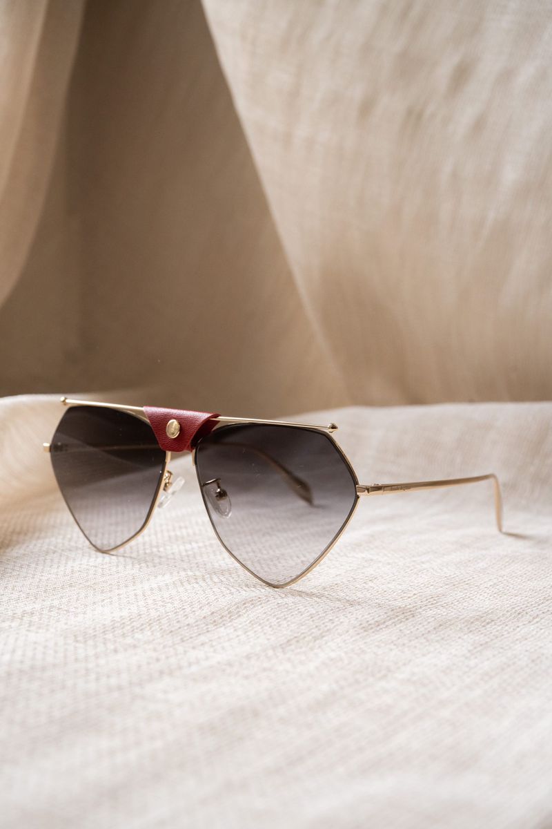 Crimson Edge - designer asymmetrical sunglasses
