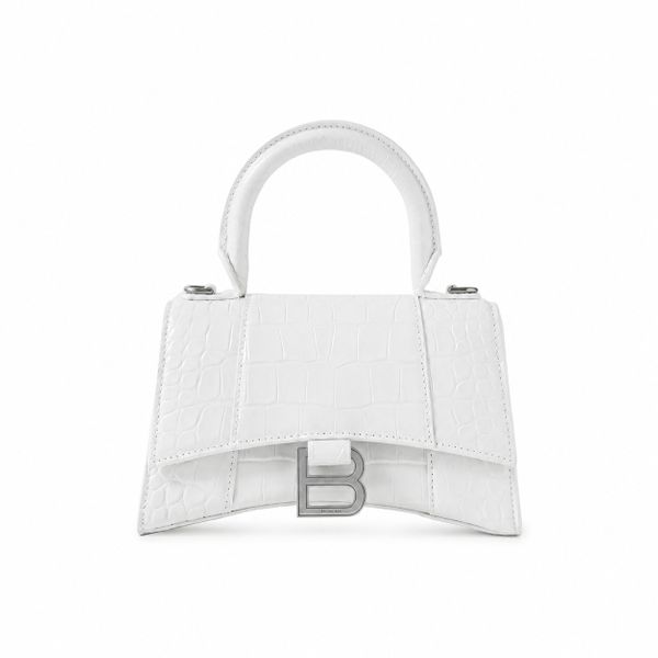 Hourglass XS crocodile effect leather tote