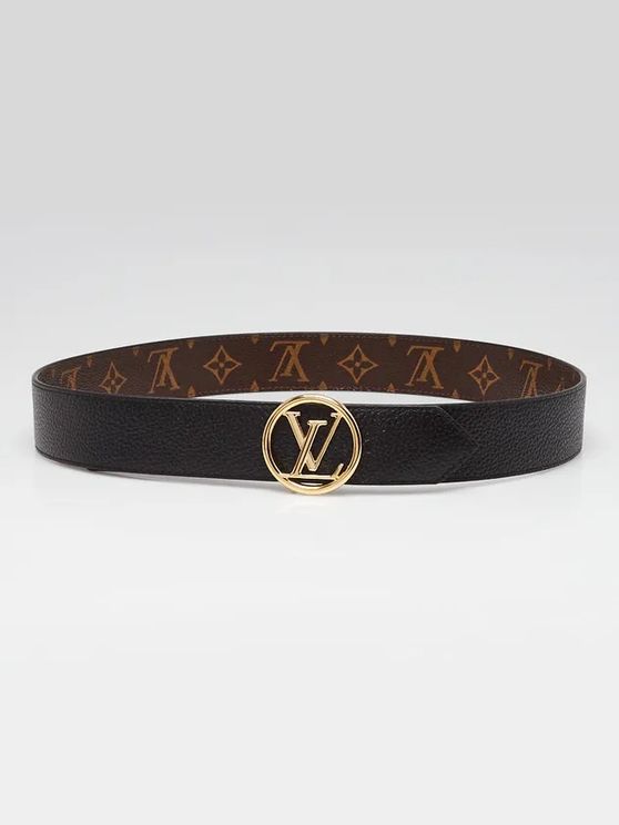 Monogram Canvas Black Leather Reversible belt 85/34