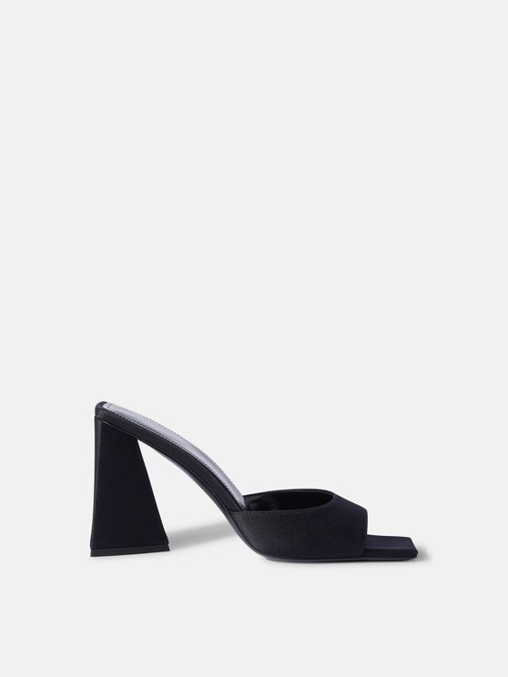 Devon Squate-toe satin heeled mules