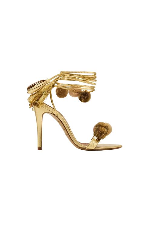 Anna Golden Pompom Sandals