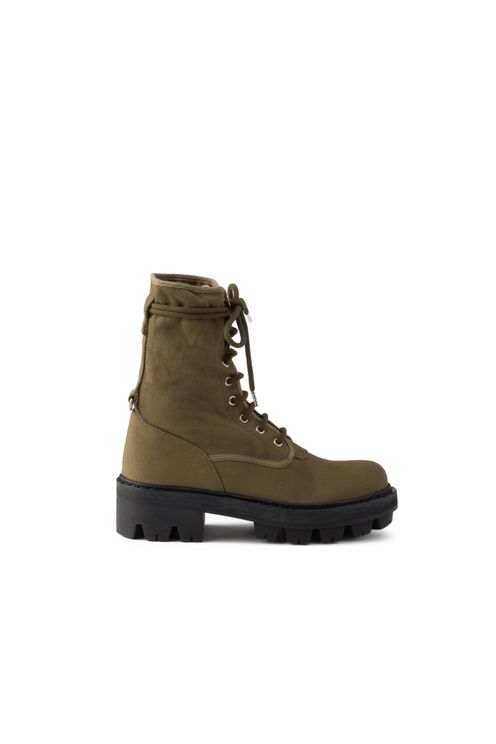 Canvas Lace-Up Ankle Boots