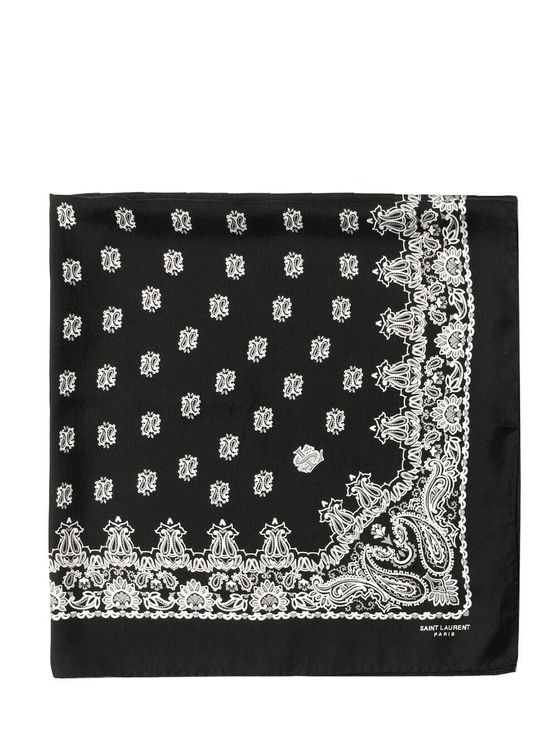 Silk black scarf with a paisley pattern Silk black scarf with a paisley pattern