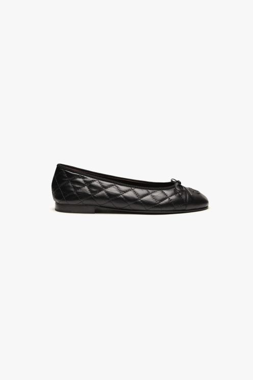  Black Quilted Lambskin CC Ballet Flats