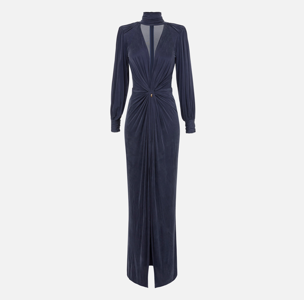 Midnight Draped Elegance Gown