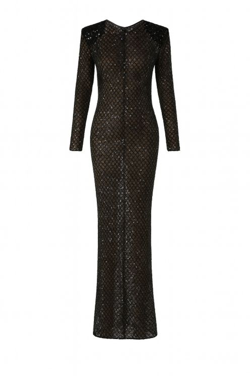 Herringbone Sequin-embellished Dress