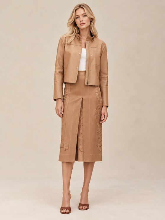 Leather Jacket in Beige Zenith