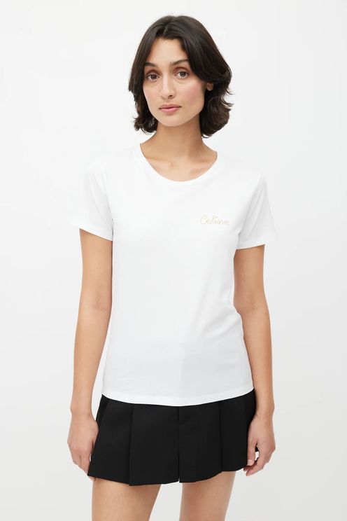 White & Gold Embroidered Logo T-Shirt White & Gold Embroidered Logo T-Shirt