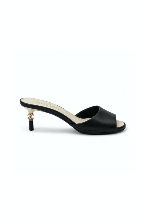 Black CC Heels Slide