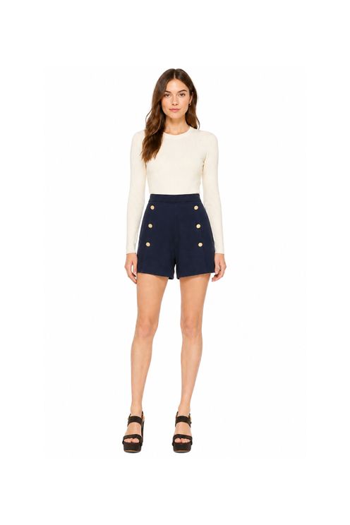 Navy High-Waisted Sailor Shorts