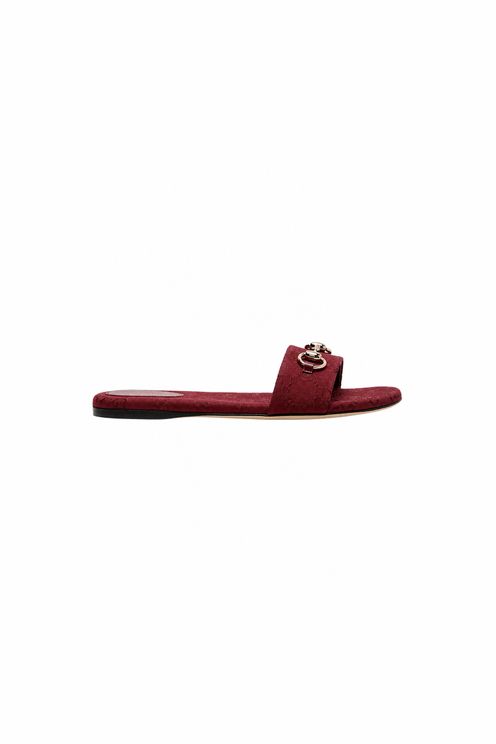 Horsebit Burgundy Monogram Slide