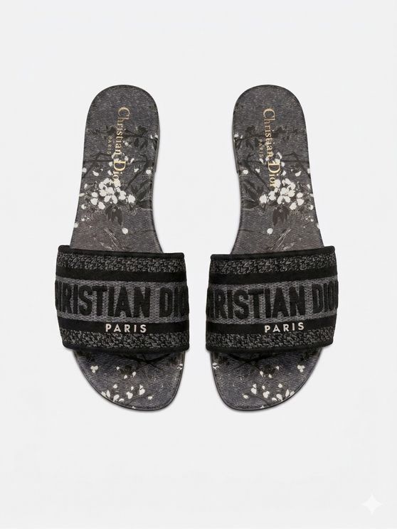 Dway Grey Embroidery Slide