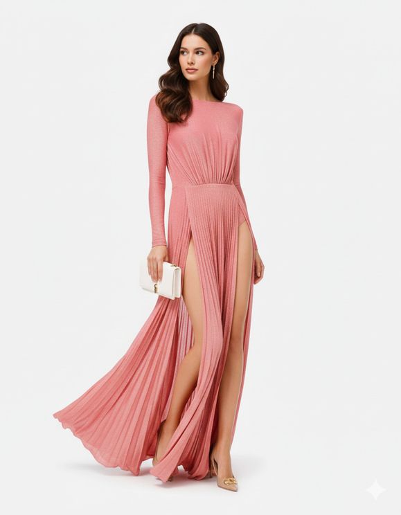 Long amaranth lamé jersey dress Long amaranth lamé jersey dress