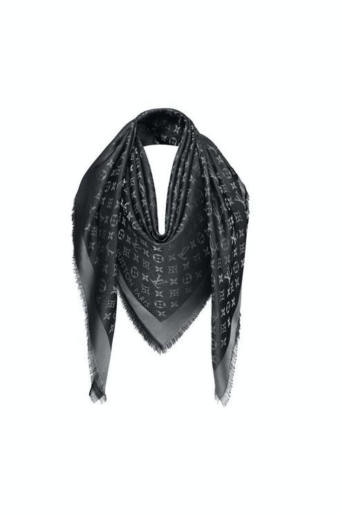 Monogram Shine Black and Silver Shawl