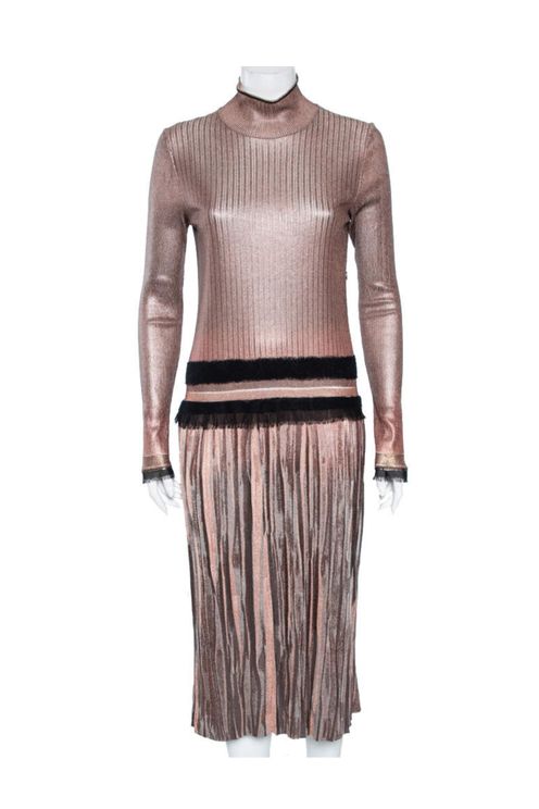 Metallic Pleated Dress