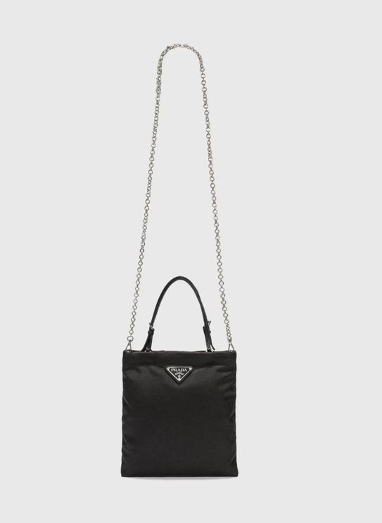 Black Nylon and Leather Handbag