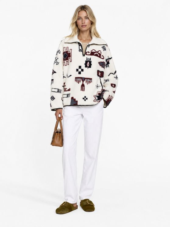 Marner Quarter-Zip Pullover Ecru/Red