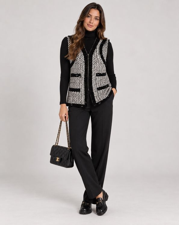 Boucle Tweed Knitted Vest