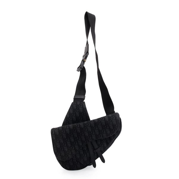 Saddle Bag Black Dior Oblique Jacquard