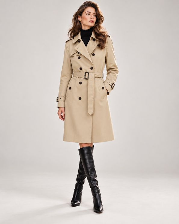 Gabardine Trench Coat Beige 