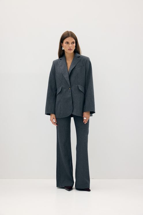 Spodnie Lou Pinstripe Flare Grafitowe Spodnie Lou Pinstripe Flare Grafitowe
