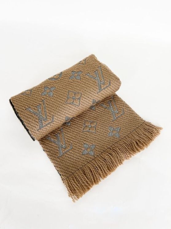 Carmel Wool Silk Logomania Shine Scarf