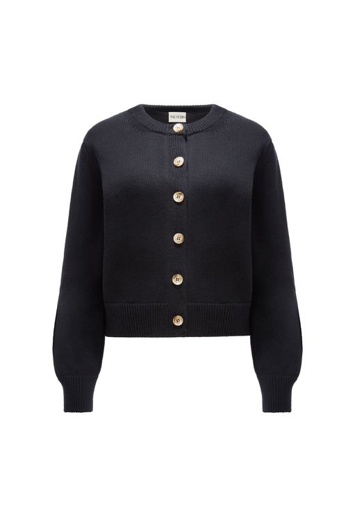 Kardigan black organic z kaszmirem