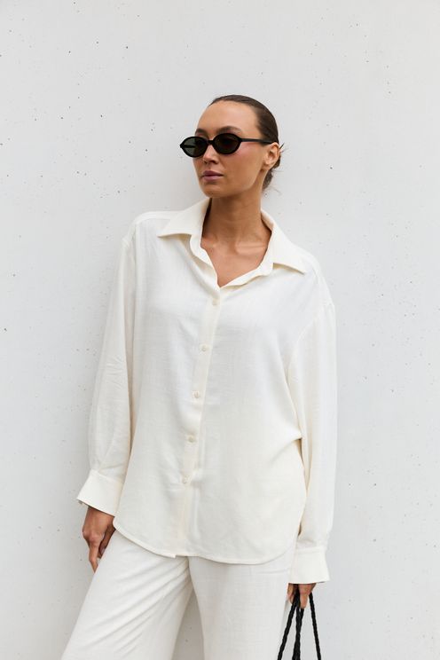 Koszula wiskoza len cream