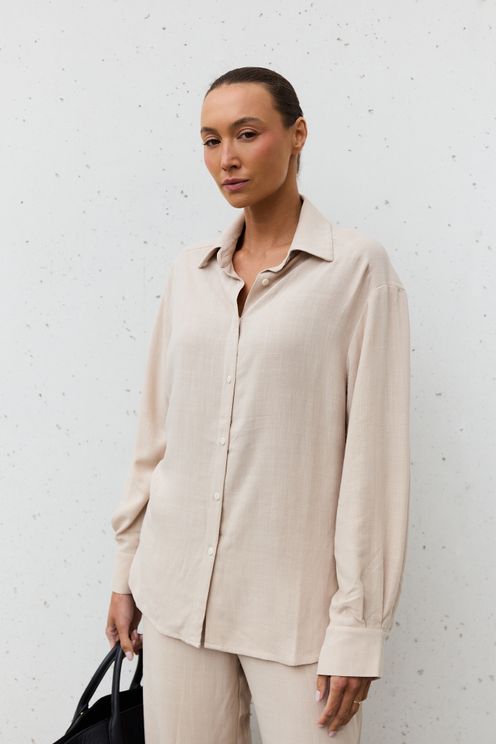 Koszula wiskoza len cream taupe