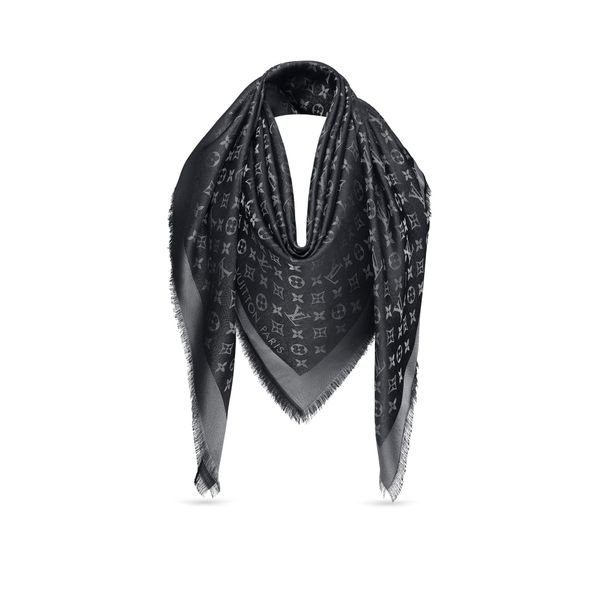 Black and Silver Monogram Shine Shawl