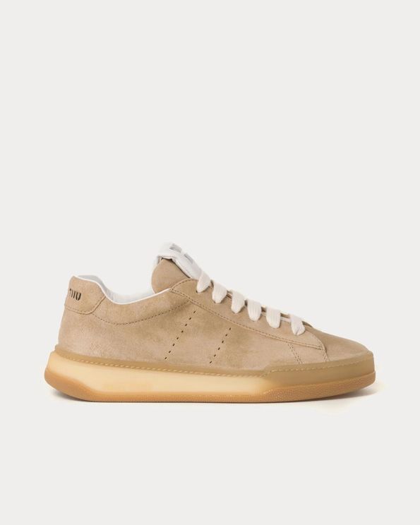 Bleached Suede Ecru Low Top Sneakers