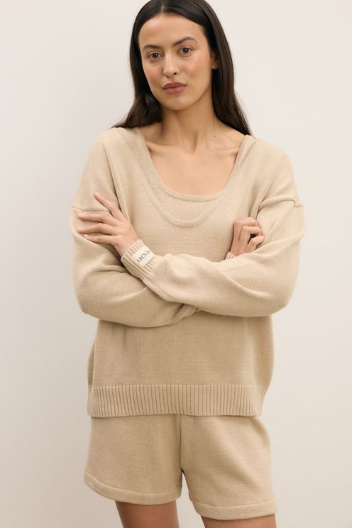 Sweter nude organic z kaszmirem Sweter nude organic z kaszmirem