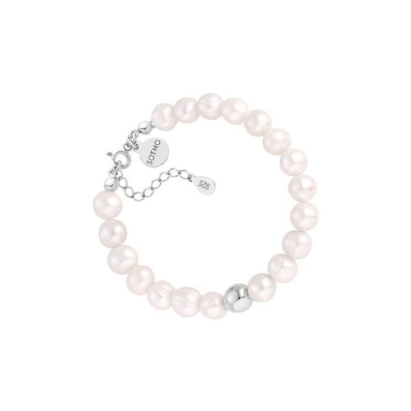 Srebrna bransoletka z pereł naturalnych z kulką