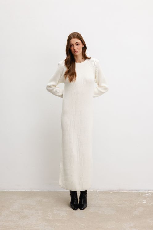 Sukienka dzianinowa organic z kaszmirem cream Sukienka dzianinowa organic z kaszmirem cream