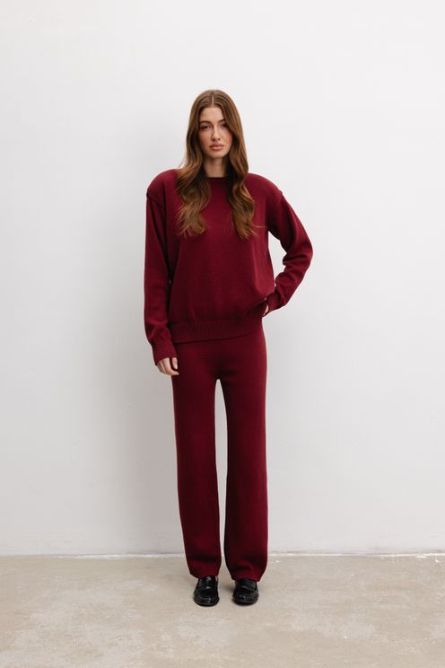 Sweter z poduszkami organic z kaszmirem burgund