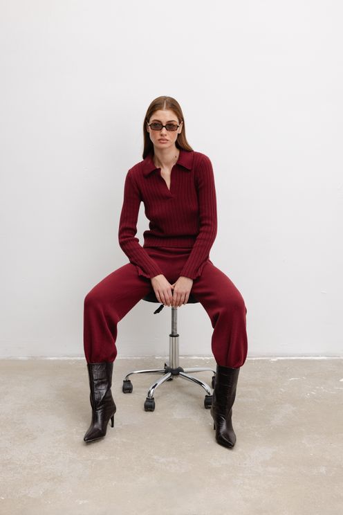 Polo organic z kaszmirem burgund Polo organic z kaszmirem burgund