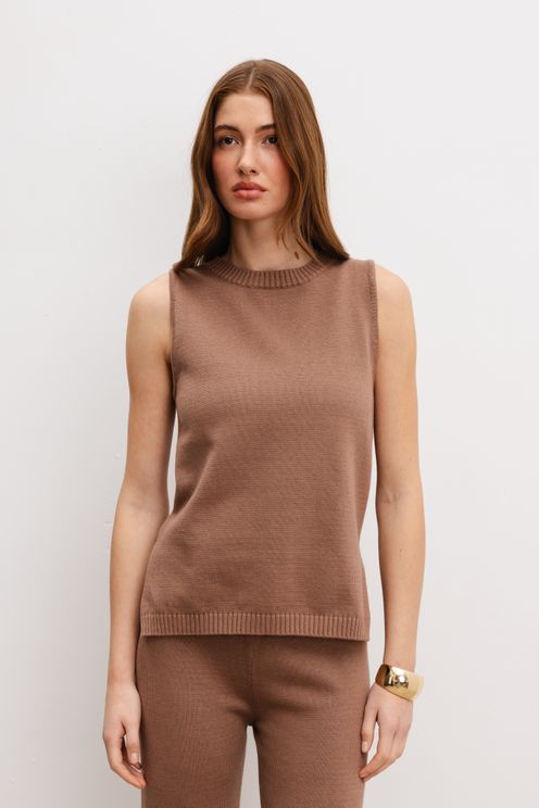 Bluzka brown organiczna z kaszmirem 