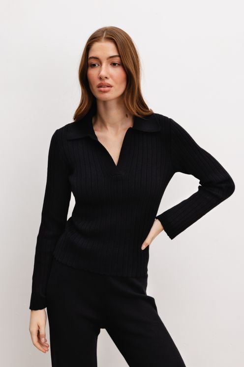 Polo organic z kaszmirem black