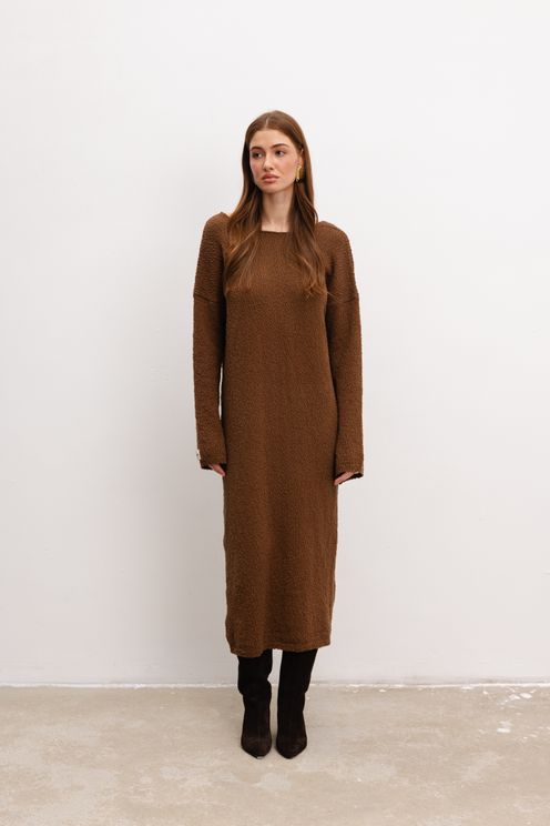 Sukienka organic z dzianiny boucle brown