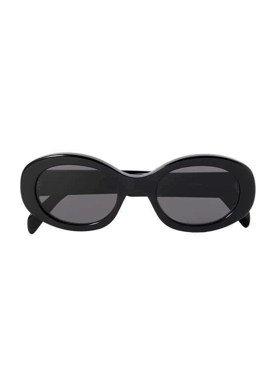 Triomphe black oval-frame acetate sunglasses