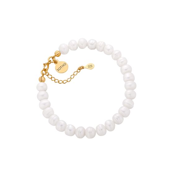 Złota bransoletka z dużych pereł naturalnych