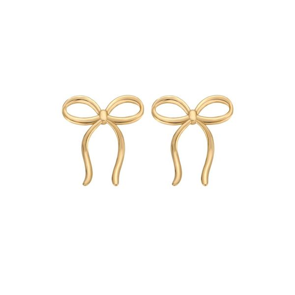 Złote kolczyki cienkie kokardki