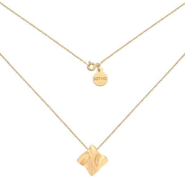 Złoty naszyjnik z falowanym kwadratem