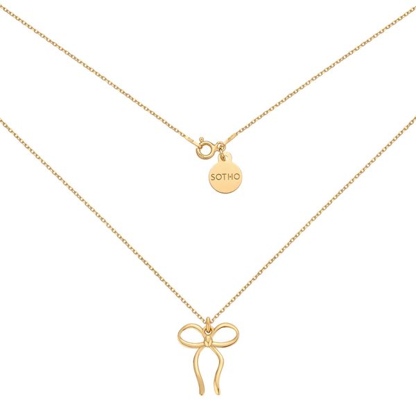 Złoty naszyjnik z cienką kokardką