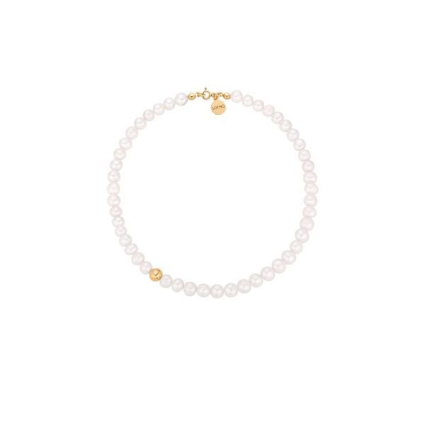 Złoty naszyjnik z pereł naturalnych z kulką